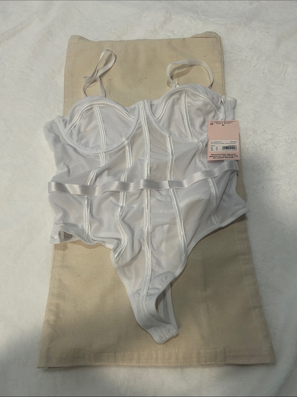 Missguided White Sheer Bustier Style Bodysuit